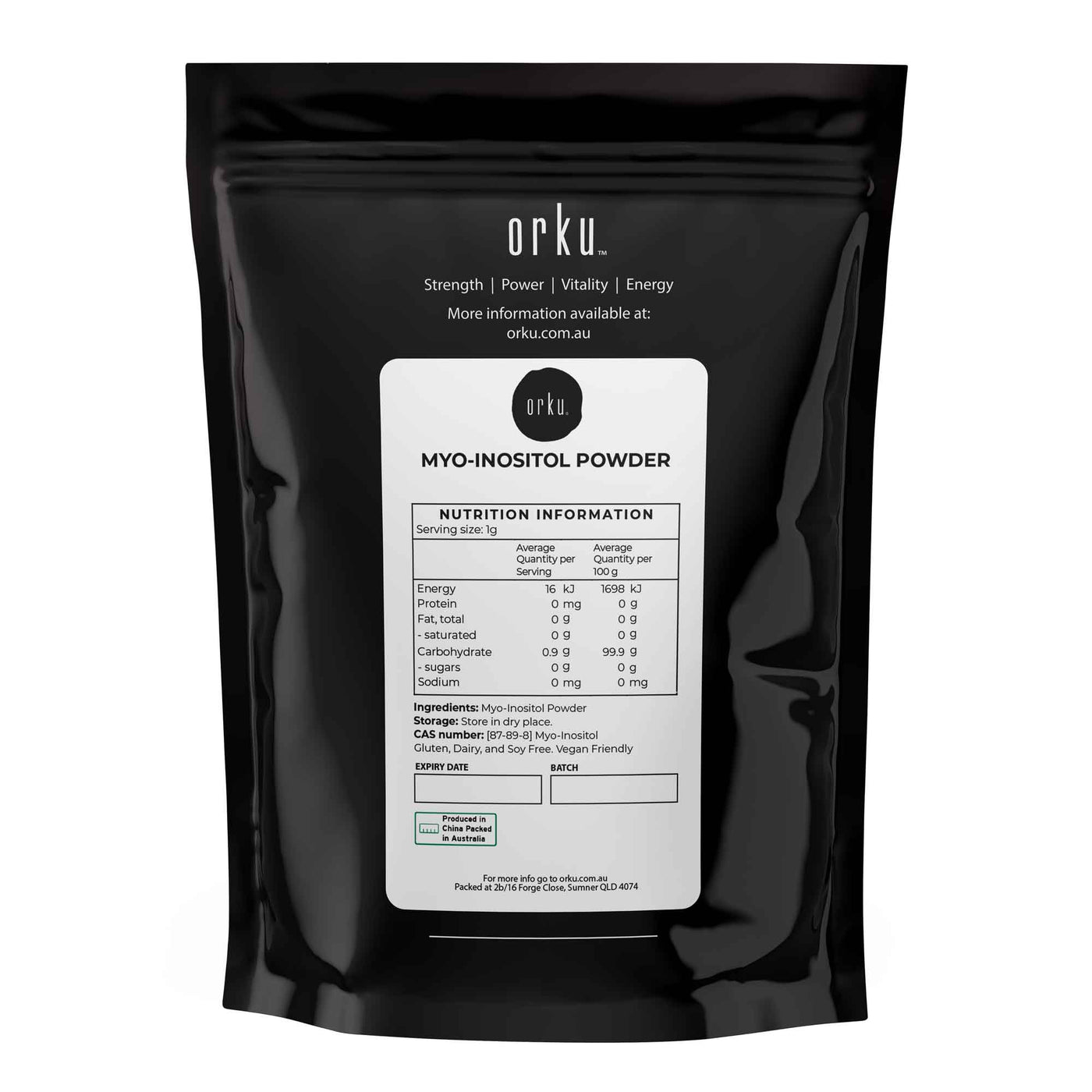 Orku 2kg Myo Inositol Powder - Pharmaceutical-Grade Pure Unflavoured Supplement