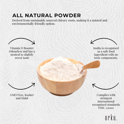 Orku 20Kg Chicory Root Inulin Powder - Natural Prebiotic Unflavoured Supplement