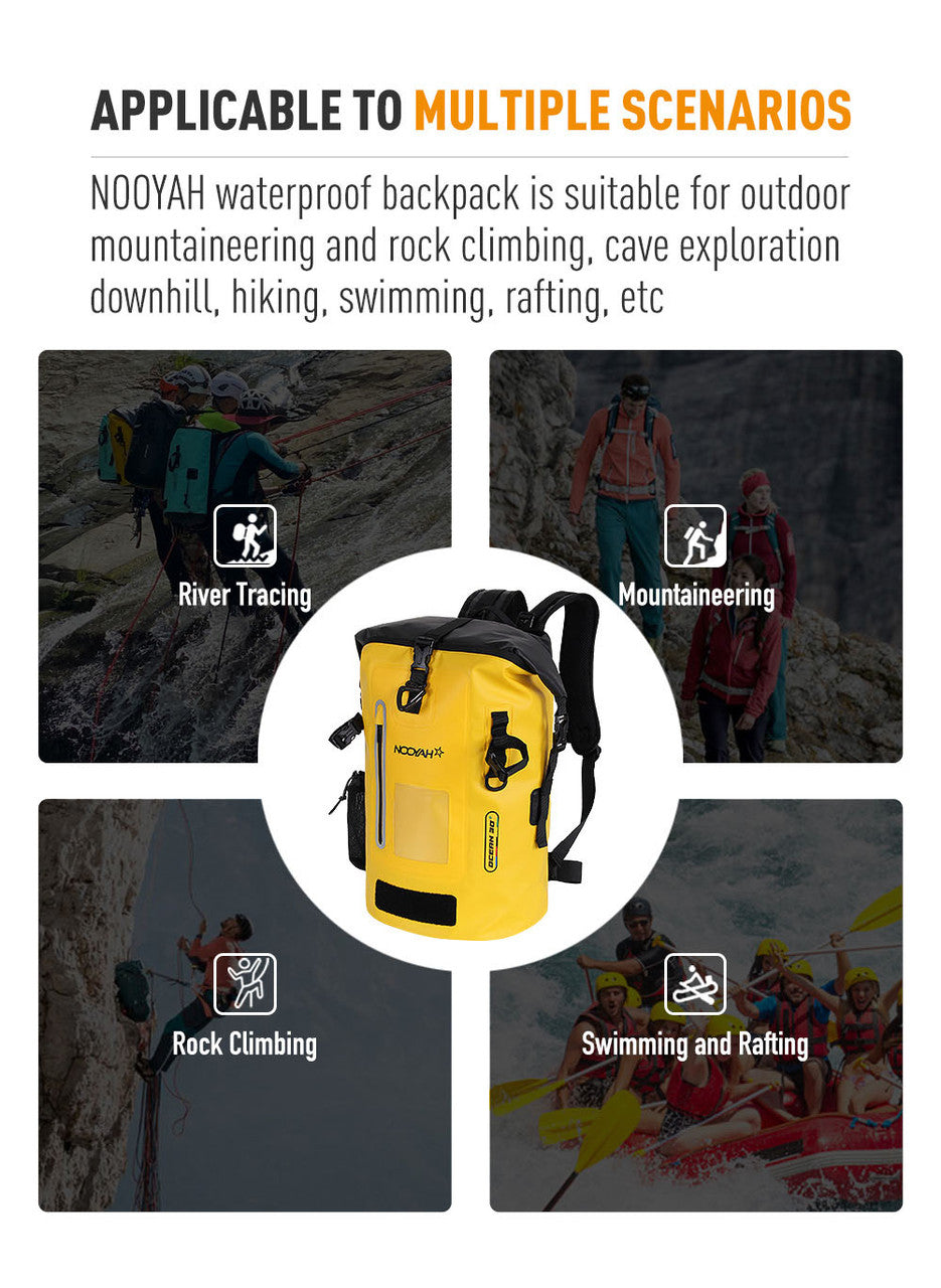 NOOYAH IPX8 Waterproof Bike Cycle Outdoor Sports Backpack Double-Layer Waterproof Bag  MINT GREEN