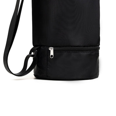 Black Durable Yoga Mat Carry Bag â€“ Multi-Functional Fitness Backpack with Wet Pocket(Mugs are filming props, not included)