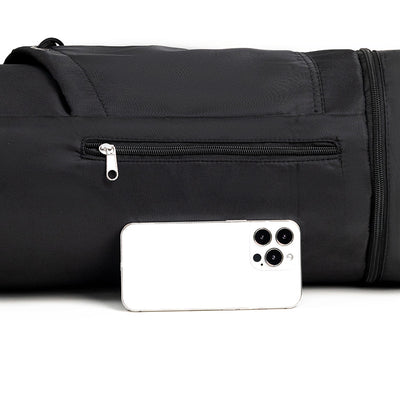 Black Durable Yoga Mat Carry Bag â€“ Multi-Functional Fitness Backpack with Wet Pocket(Mugs are filming props, not included)