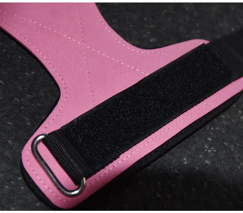 1 Pair Pink Durable Gym Palm Guard with Ultra-fiber Leather for Heavy Lifting â€“ Wrist Support Straps for Pull-ups and Deadlifts