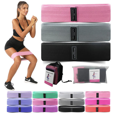 Grey Colour Scheme Fabric Resistance Bands Set - 3 Levels Non-Slip Hip Bands for Strength Training