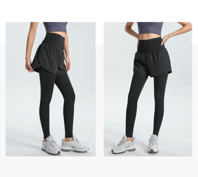 XXXXL Grey Women's High-Waist Athletic Skort with Built-In Shorts - Breathable Quick-Dry Running Skirt with Phone Pocket