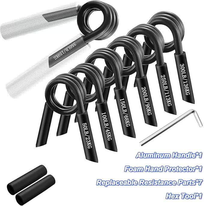 7-in-1 Aluminum Metal Grip Strength Trainer Set with Adjustable Resistance - Wrist, Finger, and Arm Exerciseï¼ˆ50LB-350LBï¼‰