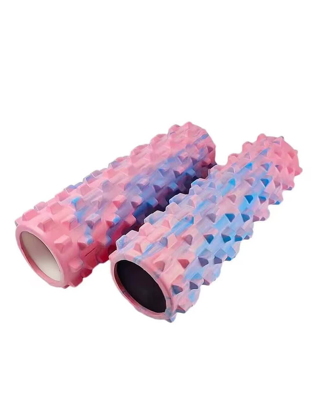 Colorful Hollow Yoga Foam Roller 45cm â€“ Colorful Wolf Tooth Design Muscle Relaxation Massage Stick for Fitness and Sports