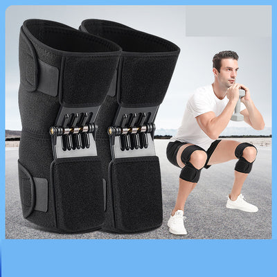 1 Pair Black Adjustable Knee Brace Support with Spring Booster â€“ Patella Stabilizer for Squats, Hiking, and Outdoor Sports