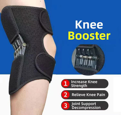 1 Pair Black Adjustable Knee Brace Support with Spring Booster â€“ Patella Stabilizer for Squats, Hiking, and Outdoor Sports