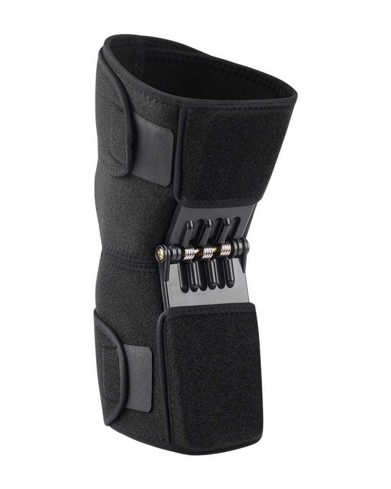 1 Pair Black Adjustable Knee Brace Support with Spring Booster â€“ Patella Stabilizer for Squats, Hiking, and Outdoor Sports