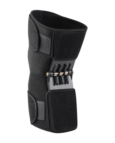 1 Pair Black Adjustable Knee Brace Support with Spring Booster â€“ Patella Stabilizer for Squats, Hiking, and Outdoor Sports