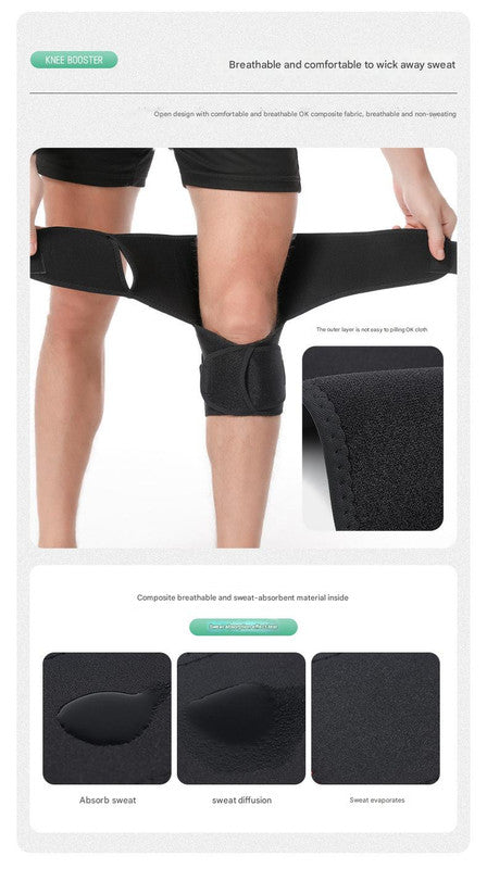 1 Pair Black Adjustable Knee Brace Support with Spring Booster â€“ Patella Stabilizer for Squats, Hiking, and Outdoor Sports