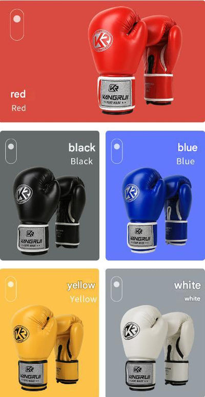 Red And Silver Durable 10oz PU Leather Boxing Gloves - Padded & Ventilated for Training